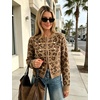 Yeokou Women’s Leopard Knit Cardigan Sweater Button Front Cropped Outwear(Khaki)