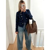 Yeokou Women’s Leopard Knit Cardigan Sweater Button Front Cropped Outwear(Navy)