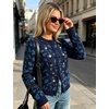 Yeokou Women’s Leopard Knit Cardigan Sweater Button Front Cropped Outwear(Navy)