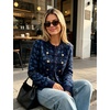 Yeokou Women’s Leopard Knit Cardigan Sweater Button Front Cropped Outwear(Navy)