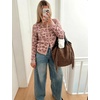 Yeokou Women’s Leopard Knit Cardigan Sweater Button Front Cropped Outwear(Pink)