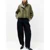 Yeokou Women’s Oversized Bomber Jacket Plaid Lined Zip Button Coat(Armygreen)