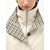 Yeokou Women’s Oversized Bomber Jacket Plaid Lined Zip Button Coat(Beige)