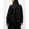 Yeokou Women’s Oversized Bomber Jacket Plaid Lined Zip Button Coat(Black)