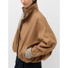 Yeokou Women’s Oversized Bomber Jacket Plaid Lined Zip Button Coat(Camel)