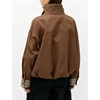 Yeokou Women’s Oversized Bomber Jacket Plaid Lined Zip Button Coat(Coffee)