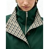 Yeokou Women’s Oversized Bomber Jacket Plaid Lined Zip Button Coat(Darkgreen)