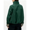 Yeokou Women’s Oversized Bomber Jacket Plaid Lined Zip Button Coat(Darkgreen)