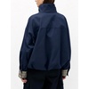 Yeokou Women’s Oversized Bomber Jacket Plaid Lined Zip Button Coat(Navy)