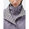Yeokou Women’s Oversized Bomber Jacket Plaid Lined Zip Button Coat(Purple)