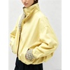 Yeokou Women’s Oversized Bomber Jacket Plaid Lined Zip Button Coat(Yellow)