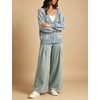 Yeokou Women’s Paisley Sweater Scalloped Trim Button Knit Cardigan Jacket(Dustyblue)
