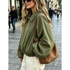Yeokou Women’s Polka Dot Cropped Zip Up Jacket Bomber Coat Fall Outerwear(Armygreen)