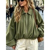 Yeokou Women’s Polka Dot Cropped Zip Up Jacket Bomber Coat Fall Outerwear(Armygreen)
