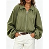 Yeokou Women’s Polka Dot Cropped Zip Up Jacket Bomber Coat Fall Outerwear(Armygreen)