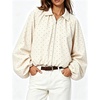 Yeokou Women’s Polka Dot Cropped Zip Up Jacket Bomber Coat Fall Outerwear(Beige)