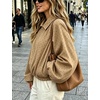 Yeokou Women’s Polka Dot Cropped Zip Up Jacket Bomber Coat Fall Outerwear(Brown)