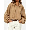 Yeokou Women’s Polka Dot Cropped Zip Up Jacket Bomber Coat Fall Outerwear(Brown)