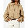 Yeokou Women’s Polka Dot Cropped Zip Up Jacket Bomber Coat Fall Outerwear(Khaki)