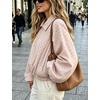 Yeokou Women’s Polka Dot Cropped Zip Up Jacket Bomber Coat Fall Outerwear(Pink)