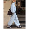 Yeokou Women’s Ruffle Hem Cropped Jacket Stand Collar Button Down Coat(Lightblue)