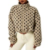 Yeokou Women’s Full Zip Fleece Jacket Polka Dot Drawstring Coat(Camel)