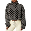 Yeokou Women’s Full Zip Fleece Jacket Polka Dot Drawstring Coat(Darkgrey)