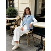 Yeokou Women Striped Knit Vest Zip Up Sleeveless Collared Sweater Vest(Blue)