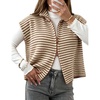 Yeokou Women Striped Knit Vest Zip Up Sleeveless Collared Sweater Vest(Brown)