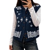 Yeokou Women’s Paisley Bandana Print Knit Vest Button Sleeveless Cardigan(Navy)