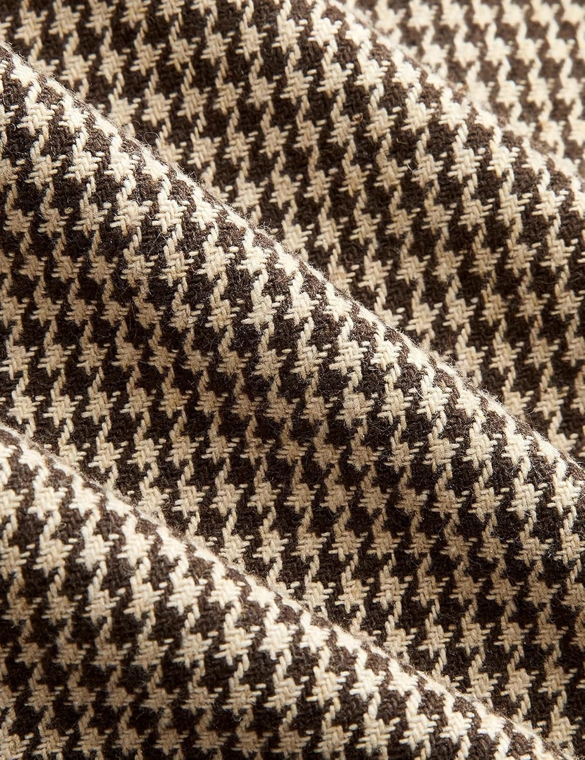 image:imageWomen Houndstooth Jacket Double Breasted Stand Collar CoatBrown