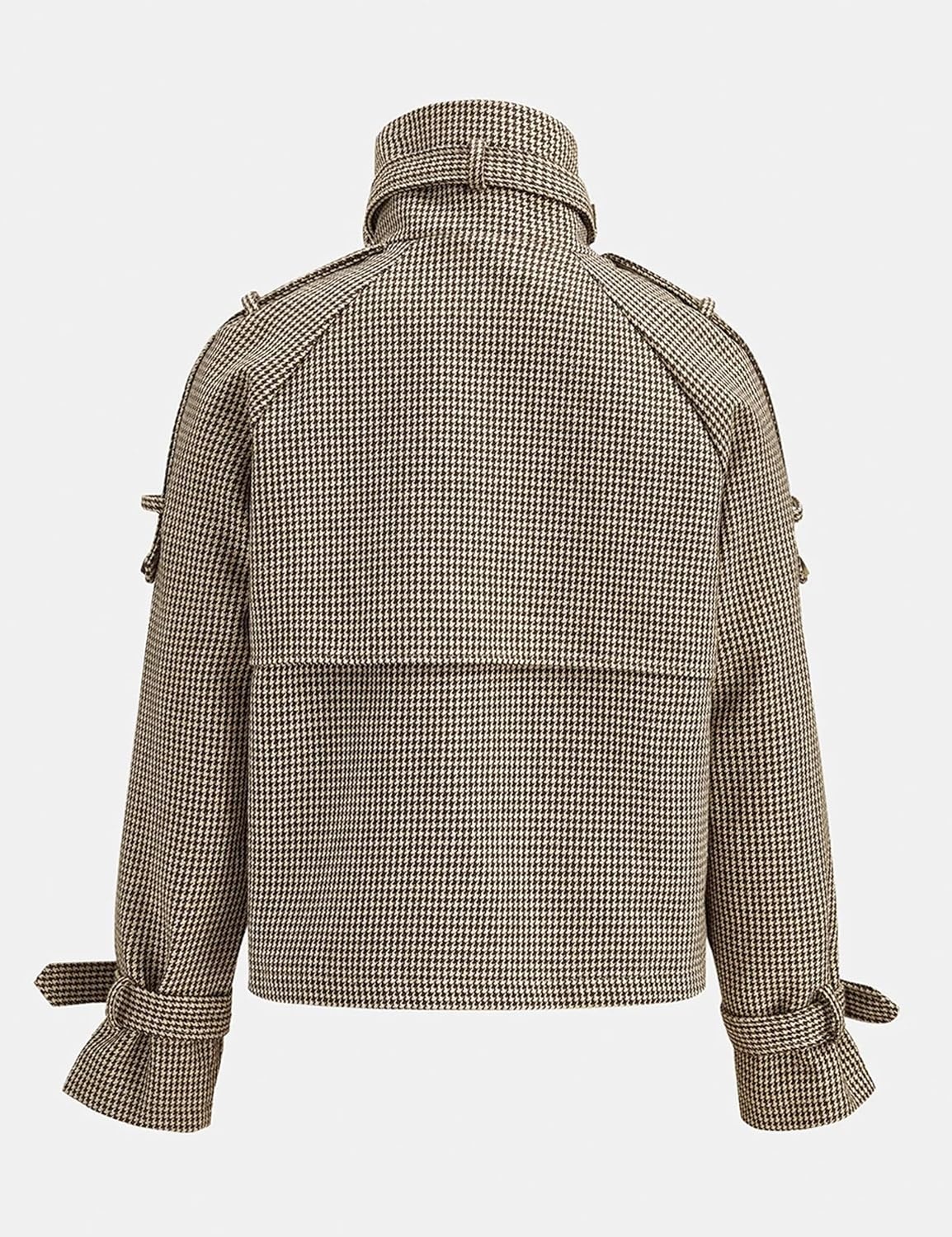 image:imageWomen Houndstooth Jacket Double Breasted Stand Collar CoatBrown
