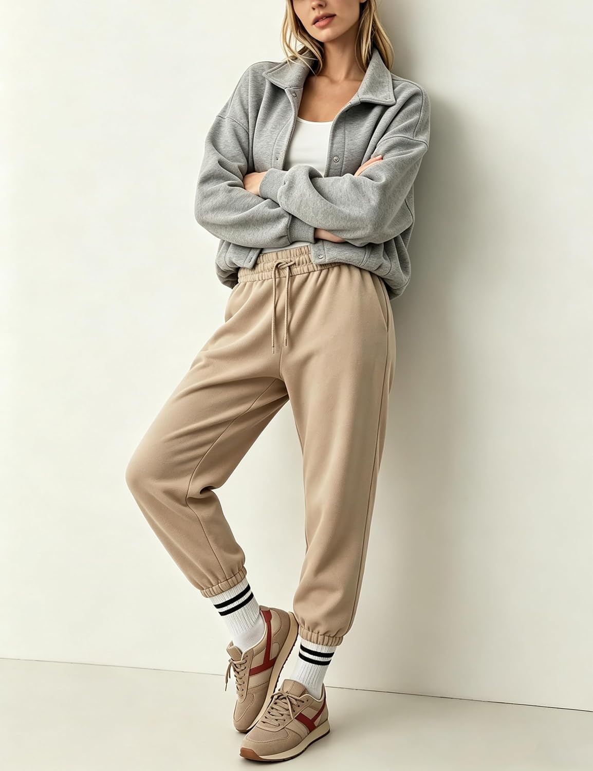 image:imageWomens Bomber Jacket Oversized Windbreaker Funnel Neck Cropped CoatGrey