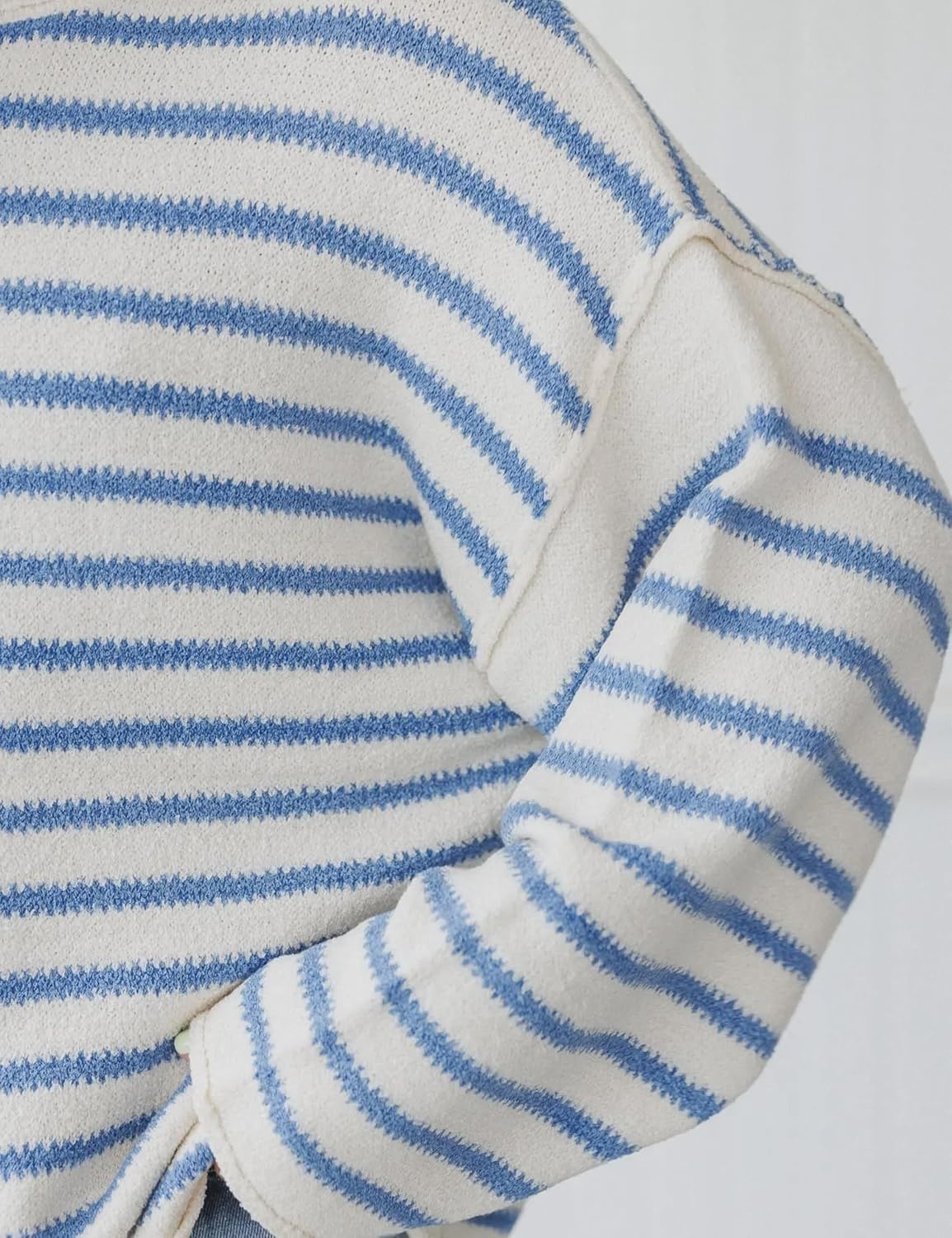 image:imageYeokou Women Striped Off Shoulder Sweater Oversized PulloverBlue