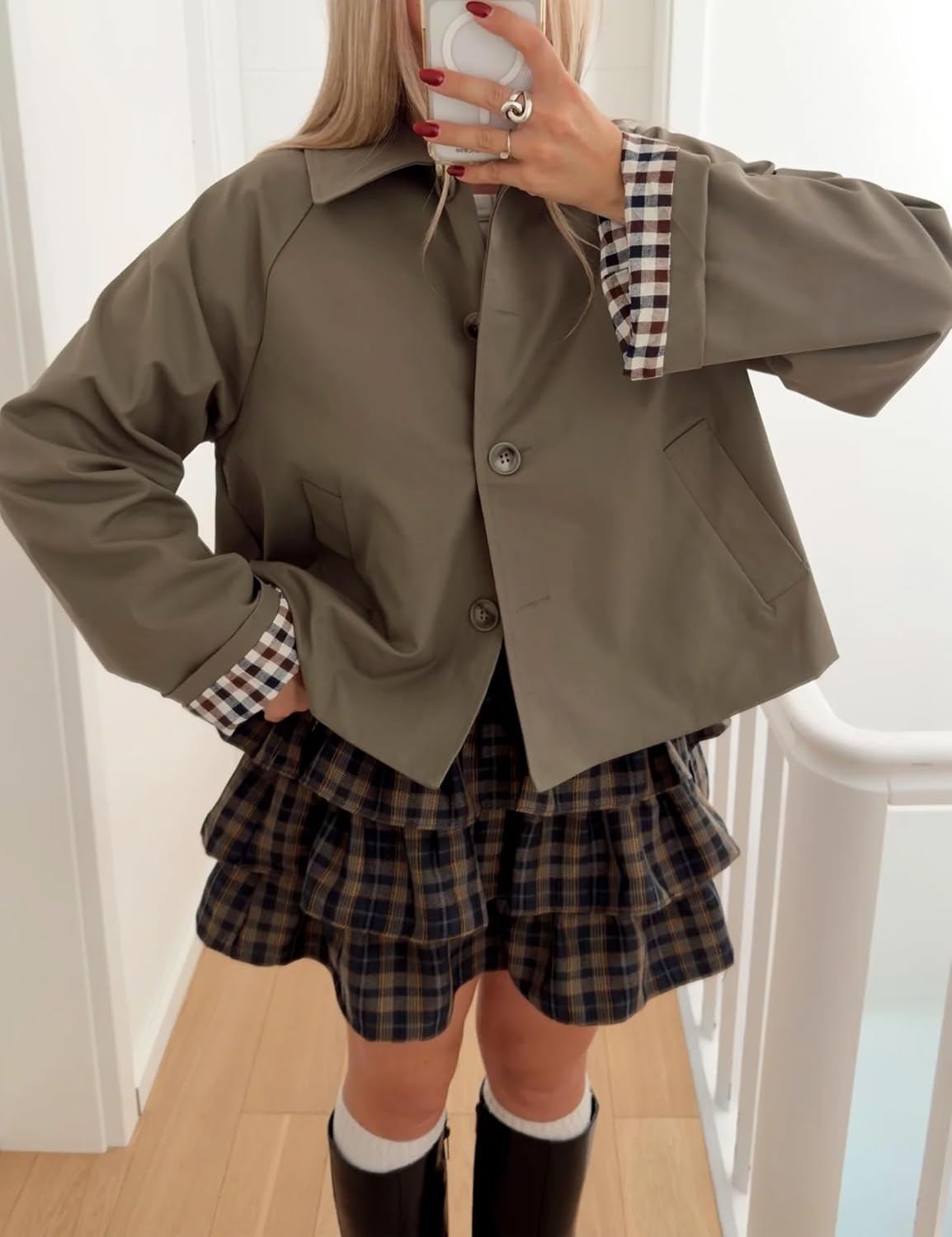 image:imageYeokou Women Trench Coat Detachable Hood Bow Tie JacketDustygreen