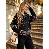 Women Bandana Paisley Knit Hooded Jacket Trendy Full Zip Sweater(Black)