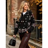 Women Bandana Paisley Knit Hooded Jacket Trendy Full Zip Sweater(Black)