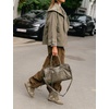 Women Cropped Trench Coat Fall Jacket Detachable Plaid Shawl Collar(Armygreen)