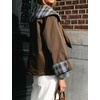 Women Cropped Trench Coat Fall Jacket Detachable Plaid Shawl Collar(Brown)