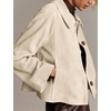 Women Faux Suede Cropped Jacket Fall Outerwear(Beige)