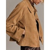 Women Faux Suede Cropped Jacket Fall Outerwear(Lightcamel)