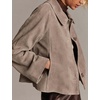Women Faux Suede Cropped Jacket Fall Outerwear(Lighttaupe)