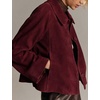Women Faux Suede Cropped Jacket Fall Outerwear(Winered)