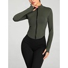Womens Active Zip Up Running Workout Cropped Bbl Athletic Jacket with Thumb Holes(Armygreen)