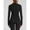 Womens Active Zip Up Running Workout Cropped Bbl Athletic Jacket with Thumb Holes(Black)