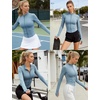 Womens Active Zip Up Running Workout Cropped Bbl Athletic Jacket with Thumb Holes(Blue)