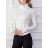 Womens Active Zip Up Running Workout Cropped Bbl Athletic Jacket with Thumb Holes(White)