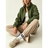 Women’s Bomber Jacket Oversized Windbreaker Funnel Neck Cropped Coat(Armygreen)