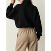 Women’s Bomber Jacket Oversized Windbreaker Funnel Neck Cropped Coat(Black)