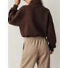 Women’s Bomber Jacket Oversized Windbreaker Funnel Neck Cropped Coat(Brown)